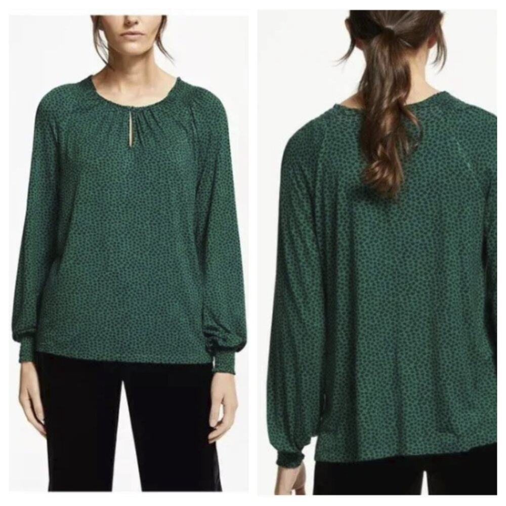 Boden Women's Green Petal Vicky Jersey Top Size 10